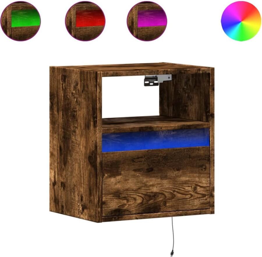 VidaXL Tv-wandmeubel met LED-verlichting 41x31x45 cm gerookt eiken
