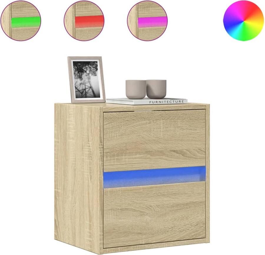 VidaXL Tv-wandmeubel met LED-verlichting 41x31x45 cm sonoma eikenkleur