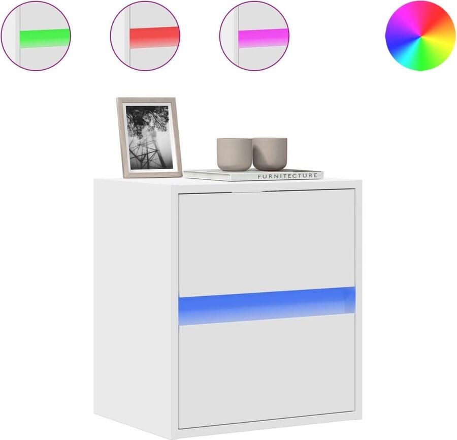 VidaXL Tv-wandmeubel met LED-verlichting 41x31x45 cm wit