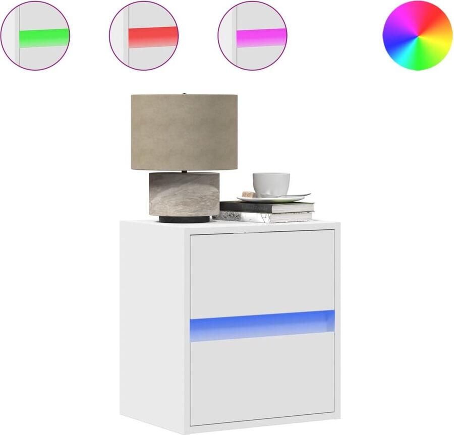 VidaXL Tv-wandmeubel met LED-verlichting 41x31x45 cm wit - Foto 2