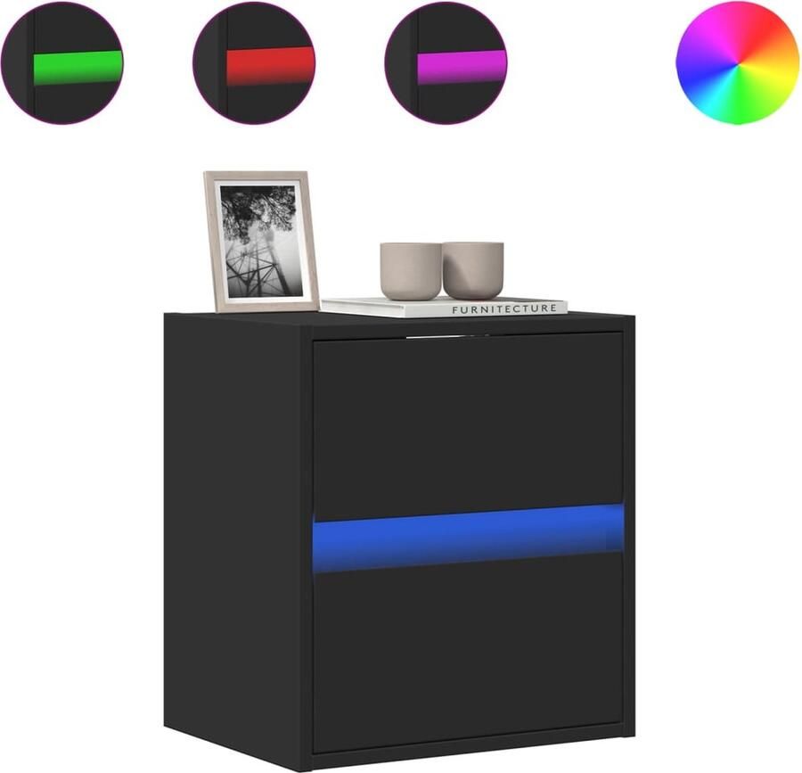 VidaXL Tv-wandmeubel met LED-verlichting 41x31x45 cm zwart