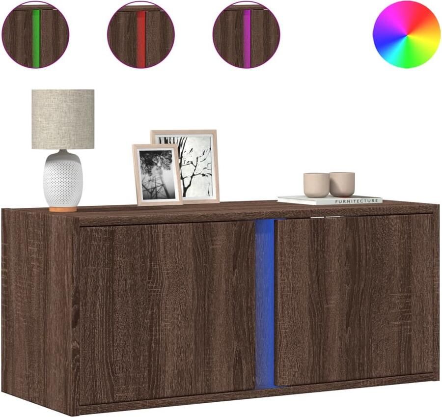VidaXL Tv-wandmeubel met LED-verlichting 80x31x35 cm bruin eikenkleur