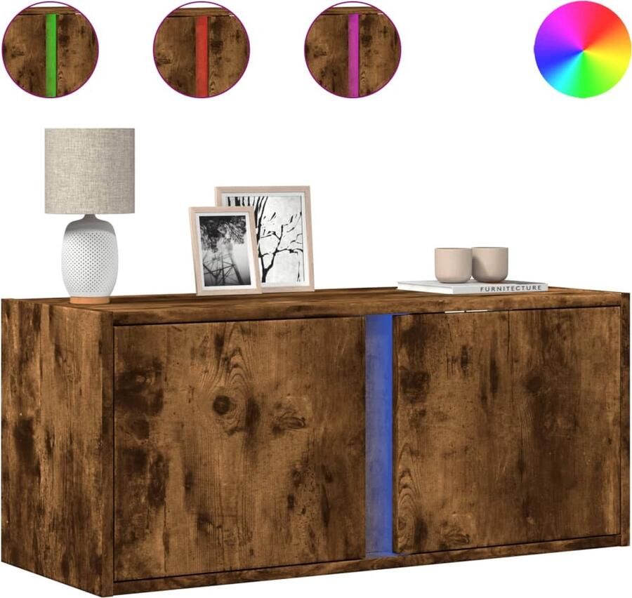 VidaXL Tv-wandmeubel met LED-verlichting 80x31x35 cm gerookt eiken