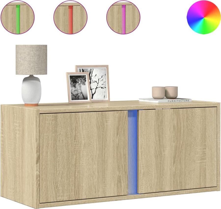 VidaXL Tv-wandmeubel met LED-verlichting 80x31x35 cm sonoma eikenkleur