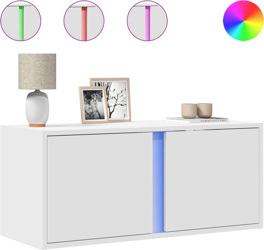 VidaXL Tv-wandmeubel met LED-verlichting 80x31x35 cm wit