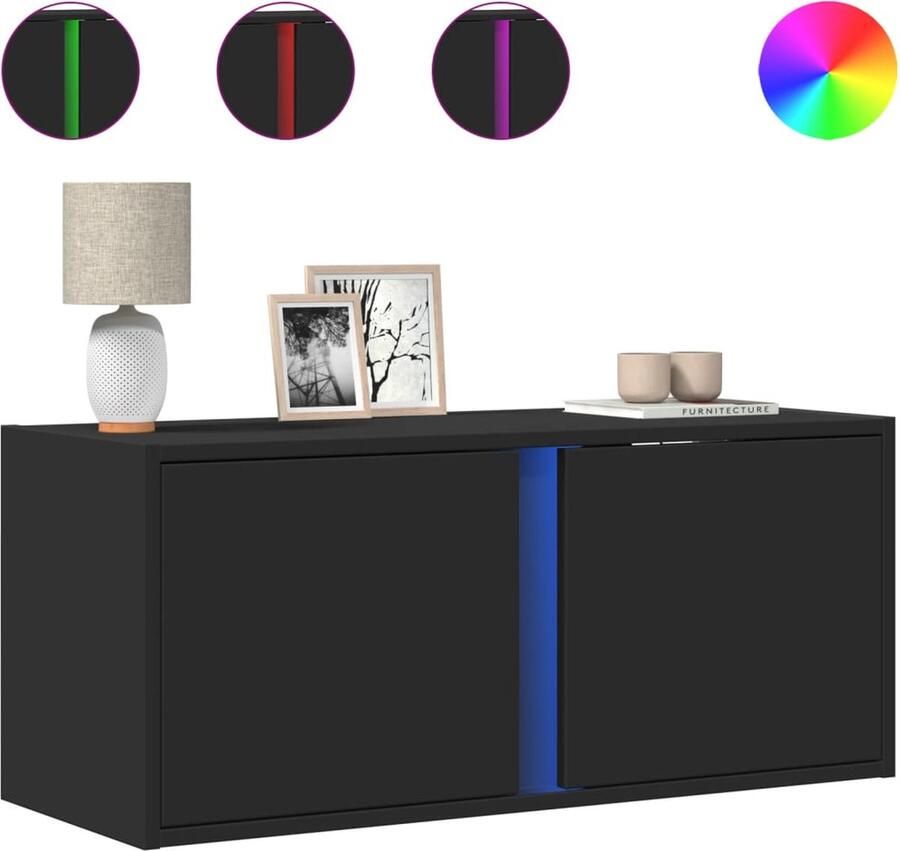 VidaXL Tv-wandmeubel met LED-verlichting 80x31x35 cm zwart