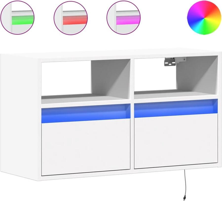 VidaXL Tv-wandmeubel met LED-verlichting 80x31x45 cm wit