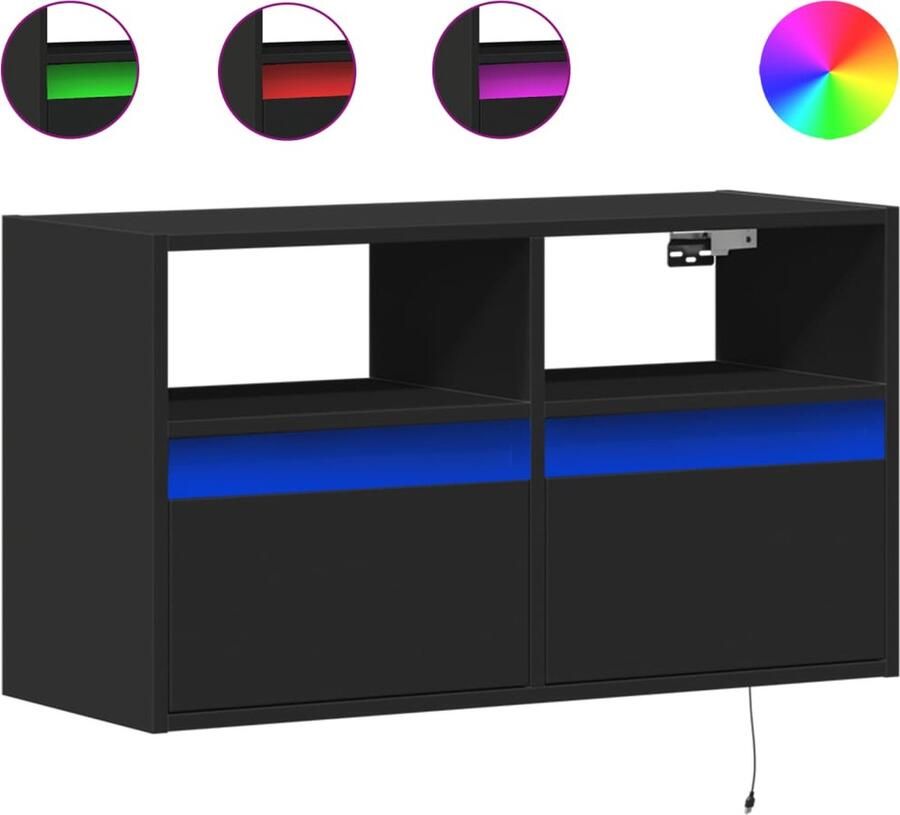 VidaXL Tv-wandmeubel met LED-verlichting 80x31x45 cm zwart
