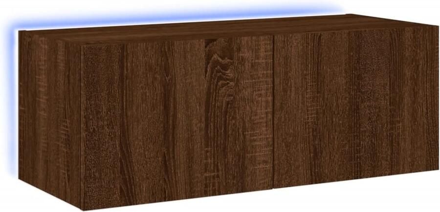 VidaXL Tv-meubel met LED 80x35x31 cm bruin eiken Tv-meubel Wandmontage Houten Tv-stand Bruine Tv-kast Led-verlichting