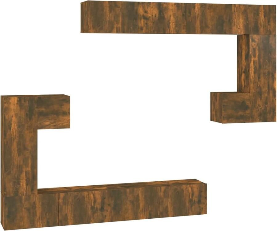 VidaXL Tv-wandmeubel set Gerookt eiken look TV Wandplank Houten Kast Bergruimte Modern Design Bruine Kleuren