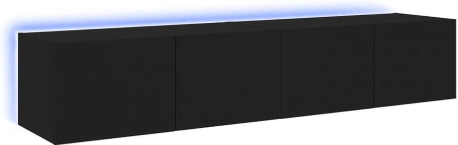 The Living Store Tv-meubels met LED-verlichting 2 st 80x35x31 cm zwart Tv-meubel Tv-wandmeubel Zwevende Tv-kast Led-verlichting Rgb-verlichting - Foto 2