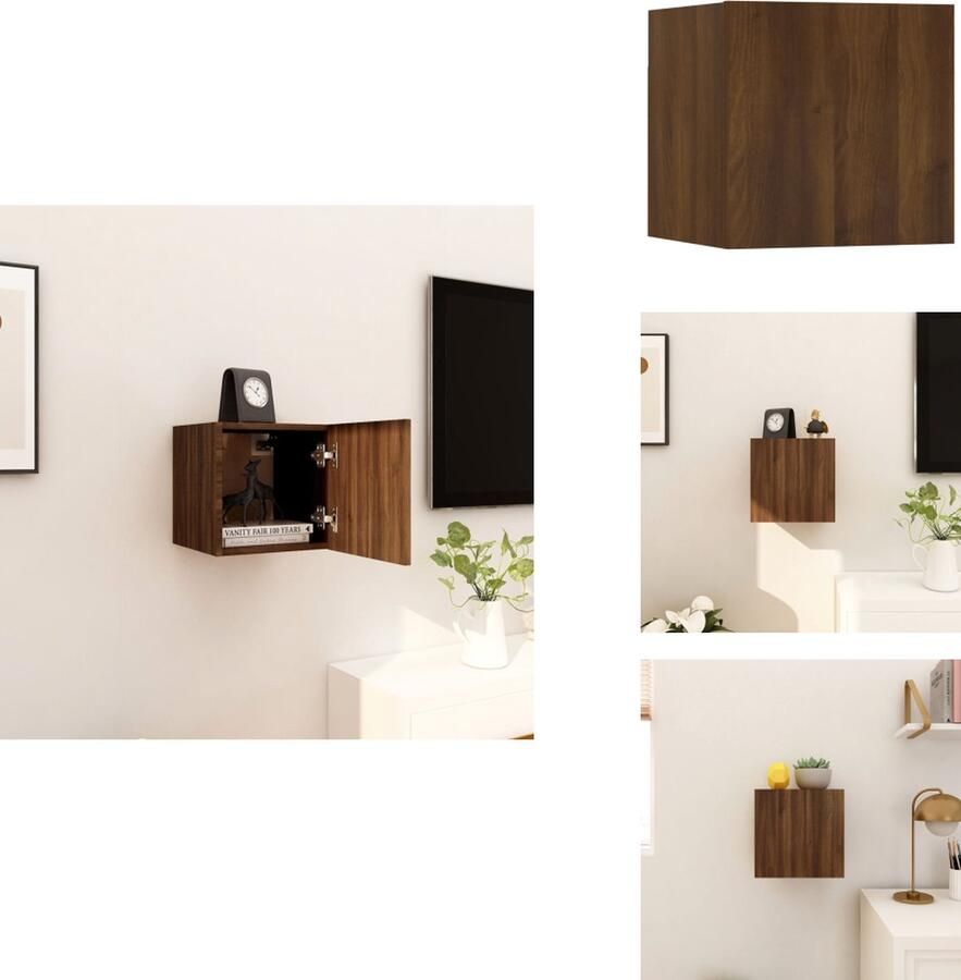 VidaXL Tv-wandmeubel Tv-wandmeubelen Tv-meubel Televisiemeubel Tv-wandmeubel 30-5x30x30 cm bruineikenkleurig