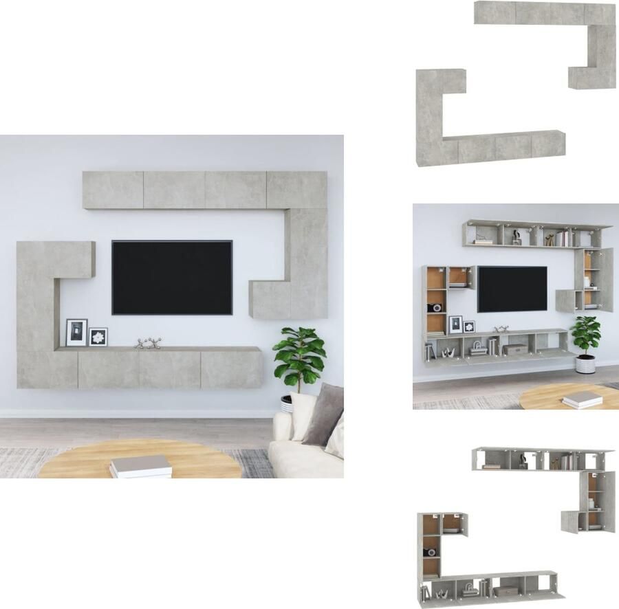 VidaXL TV-meubelset Betongrijs 30.5 x 30 x 30 cm (S) 60 x 30 x 30 cm (M) 80 x 30 x 30 cm (L) Bewerkt hout Kast