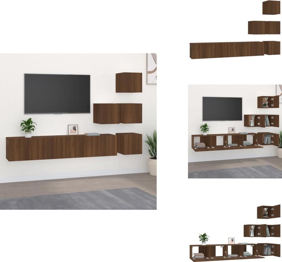 VidaXL Tv-wandmeubel Tv-wandmeubelen Tv-meubel Televisiemeubel Tv-wandmeubel bewerkt hout bruineikenkleurig