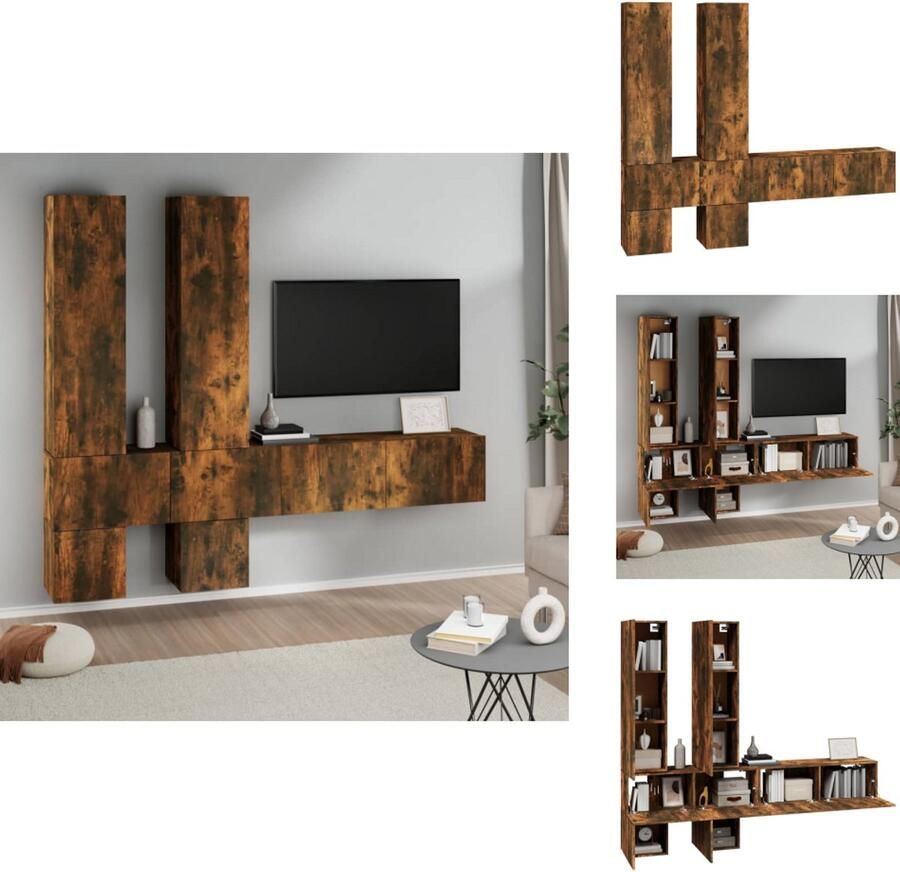 VidaXL Tv-wandmeubel Tv-wandmeubelen Tv-meubel Televisiemeubel Tv-wandmeubel bewerkt hout gerookt eikenkleurig