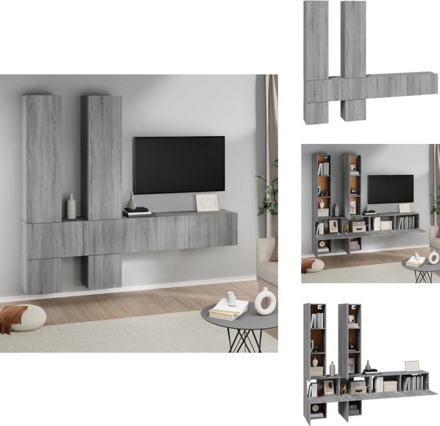 VidaXL Tv-wandmeubel Tv-wandmeubelen Tv-meubel Televisiemeubel Tv-wandmeubel bewerkt hout grijs sonoma eikenkleurig