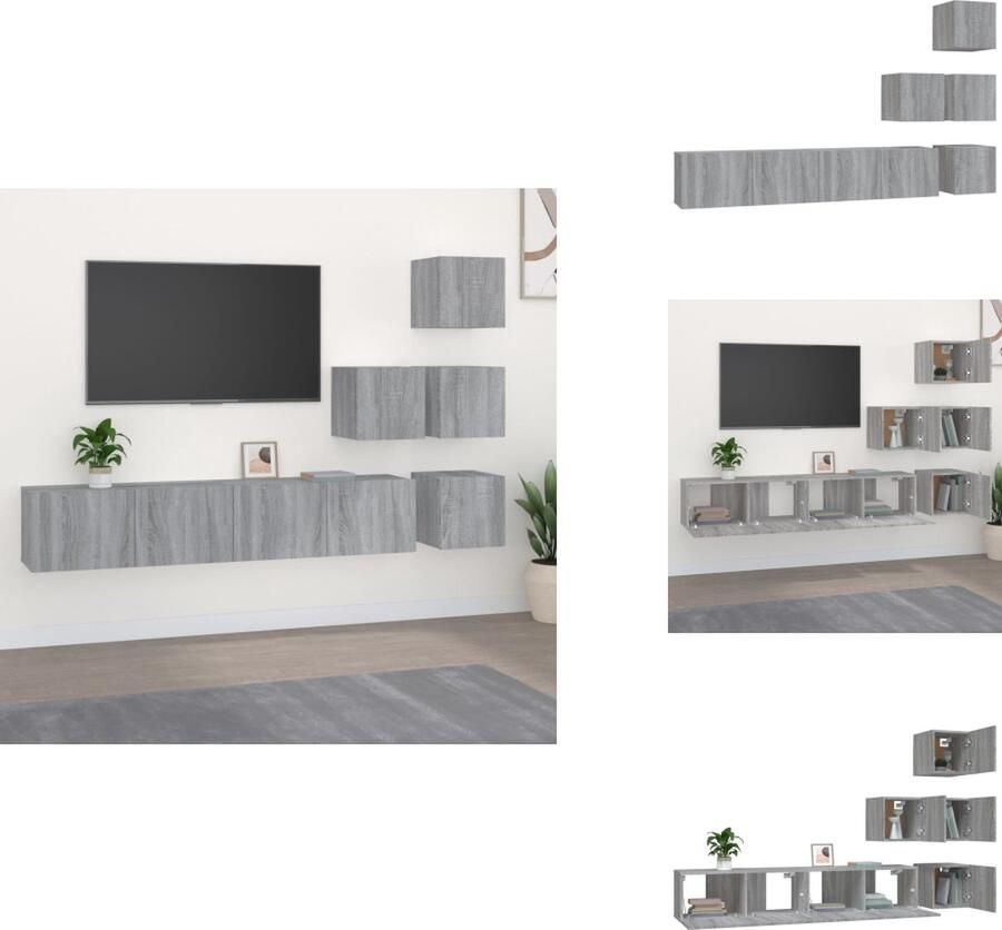 VidaXL Tv-wandmeubel Tv-wandmeubelen Tv-meubel Televisiemeubel Tv-wandmeubel bewerkt hout grijs sonoma eikenkleurig