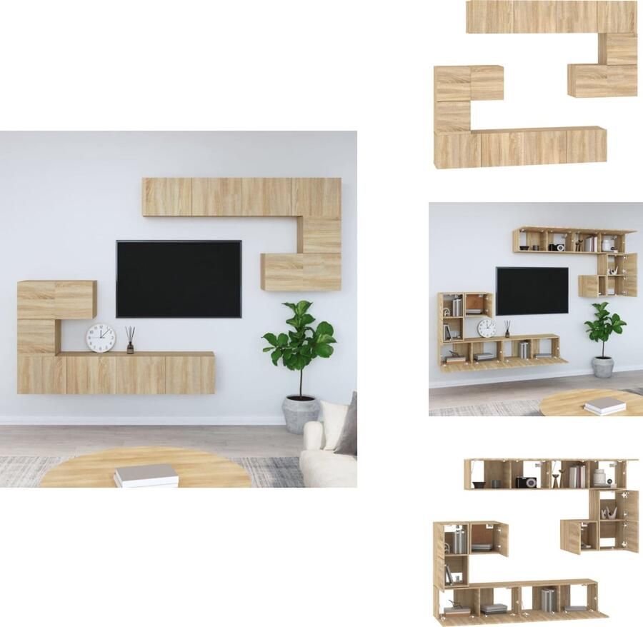 VidaXL Tv-wandmeubel Tv-wandmeubelen Tv-meubel Televisiemeubel Tv-wandmeubel bewerkt hout sonoma eikenkleurig