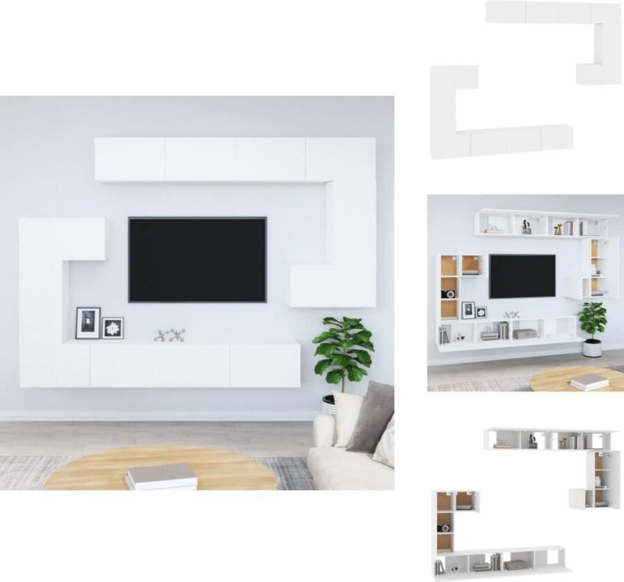 VidaXL Hangende TV-meubelset wit 30.5 x 30 x 30 cm (S) 60 x 30 x 30 cm (M) 80 x 30 x 30 cm (L) Kast - Foto 2