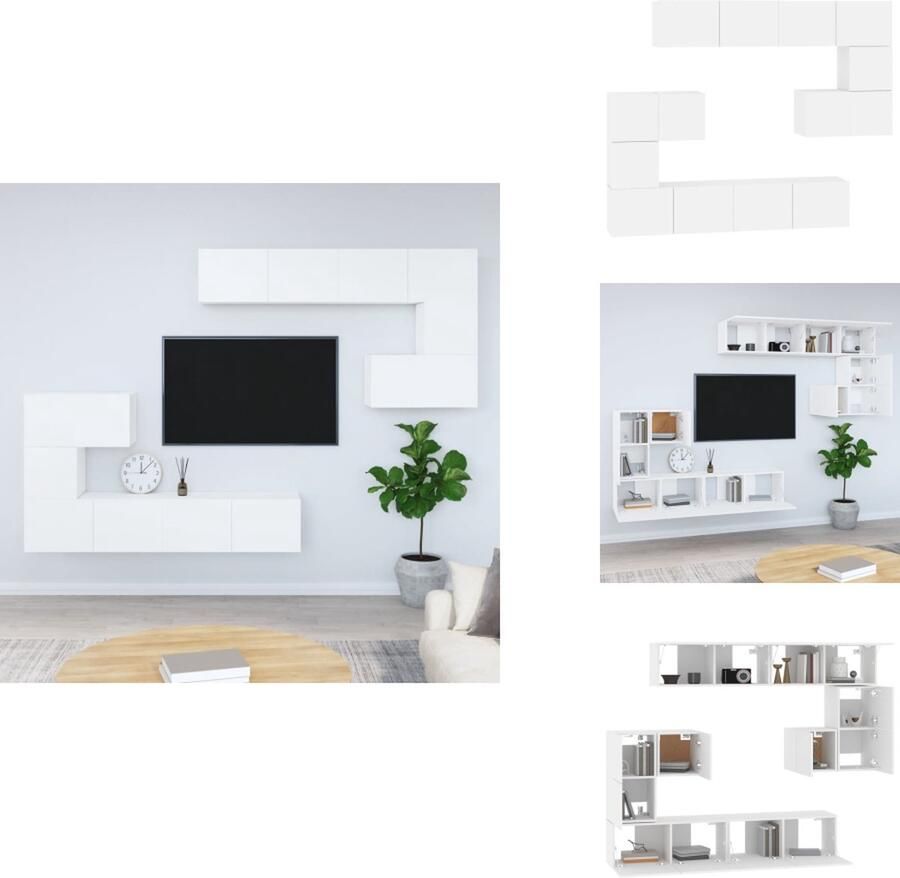 VidaXL Hangende TV-meubelset wit 30.5 x 30 x 30 cm (S) 60 x 30 x 30 cm (M) 80 x 30 x 30 cm (L) Kast