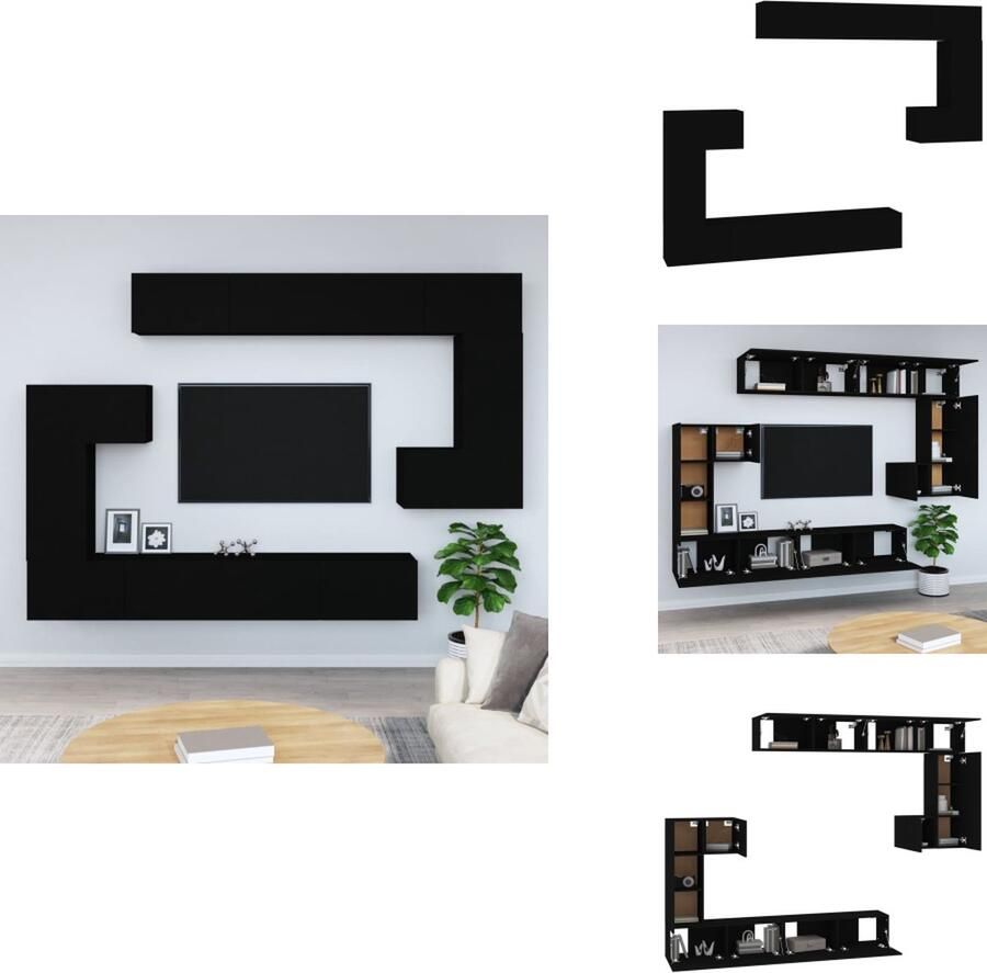 VidaXL Tv-wandmeubel Tv-wandmeubelen Tv-meubel Televisiemeubel Tv-wandmeubel bewerkt hout zwart - Foto 3