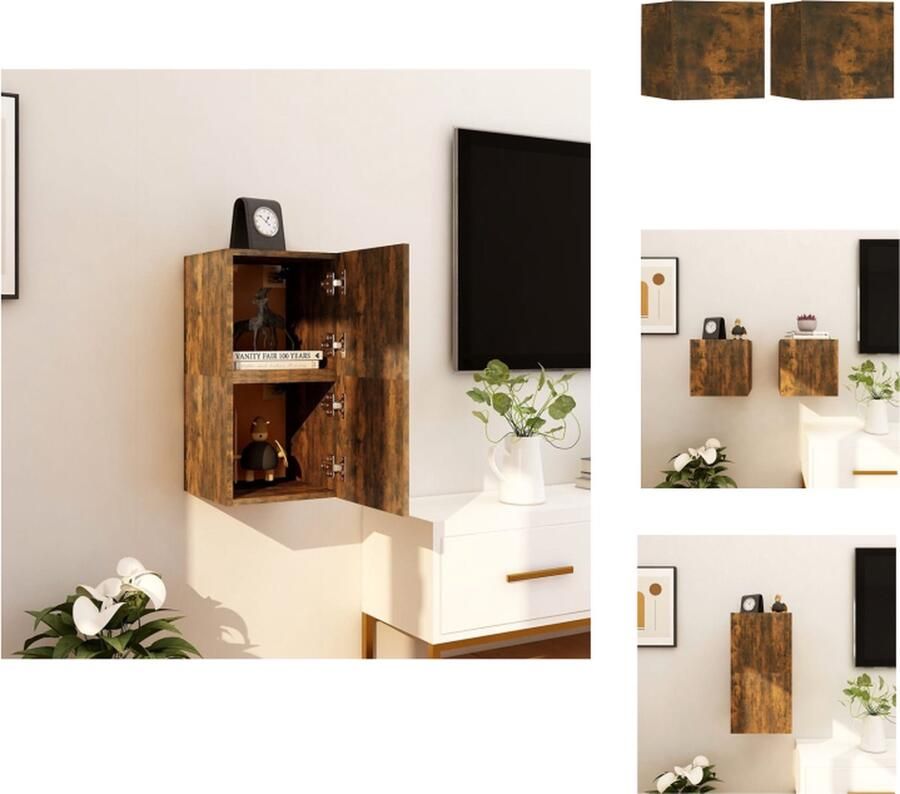 VidaXL Tv-wandmeubel Tv-wandmeubelen Tv-meubel Televisiemeubel Tv-wandmeubelen 2 st 30-5x30x30 cm gerookt eikenkleurig
