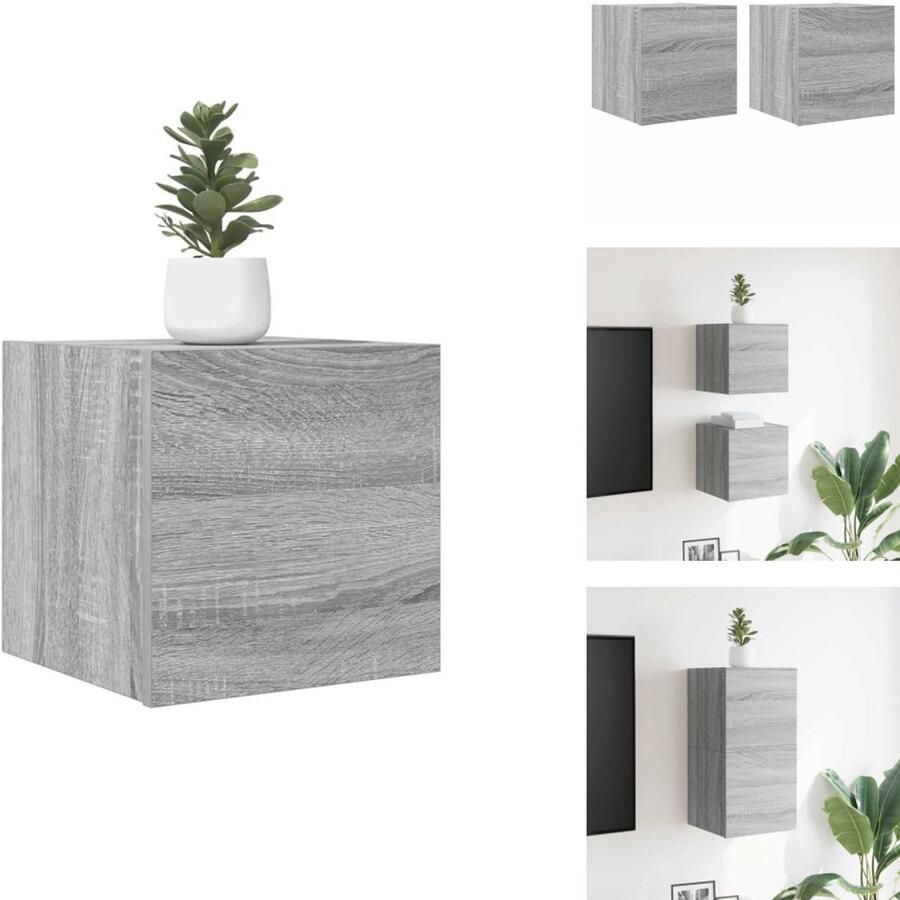 VidaXL Tv-wandmeubel Tv-wandmeubelen Tv-meubel Televisiemeubel Tv-wandmeubelen 2 st 30 5x30x30 cm grijs sonoma eikenkleurig