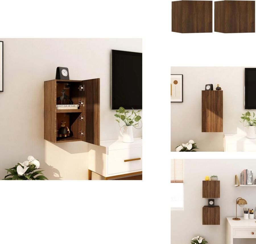 VidaXL Tv-wandmeubel Tv-wandmeubelen Tv-meubel Televisiemeubel Tv-wandmeubelen 4 st 30-5x30x30 cm bruineikenkleurig - Foto 2