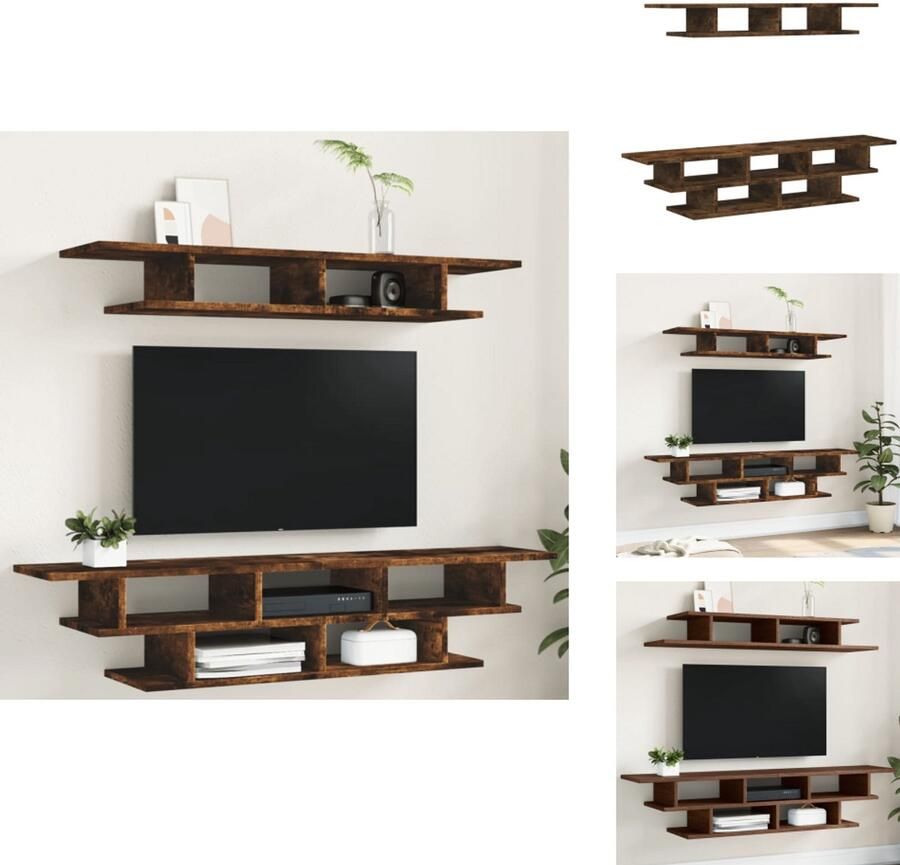 VidaXL Tv-wandmeubel Tv-wandmeubelen Tv-meubel Tv Kast Tv-wandmeubelset bewerkt hout bruin eikenkleurig