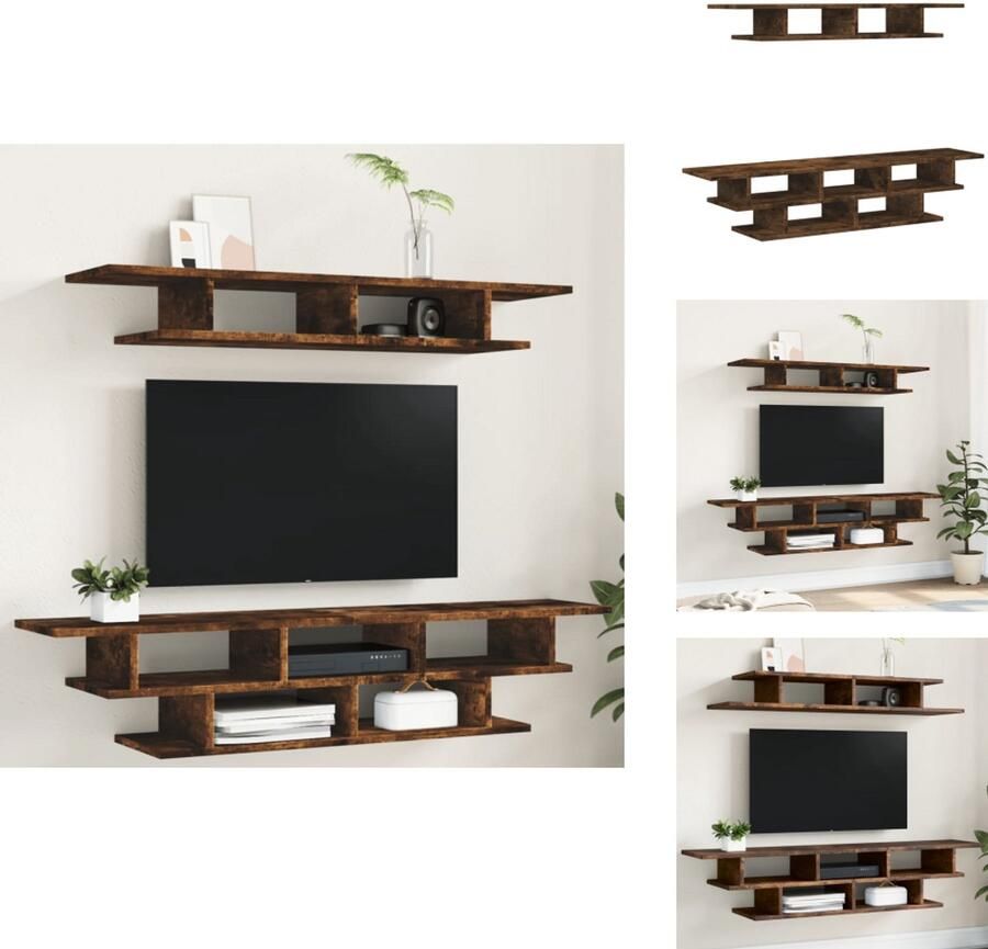 VidaXL Tv-wandmeubel Tv-wandmeubelen Tv-meubel Tv Kast Tv-wandmeubelset bewerkt hout gerookt eikenkleurig