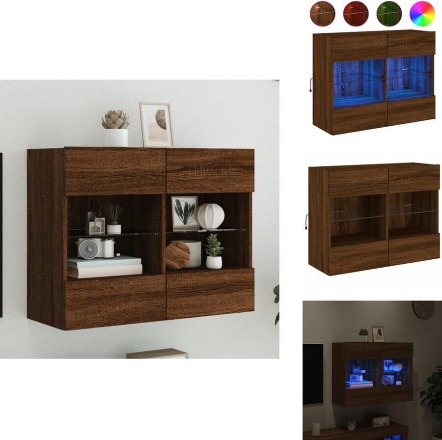 VidaXL Tv-wandmeubel Tv-wandmeubelen Wandkast Tv-meubel Tv-wandmeubel met LED 78 5x30x60 5 cm bruin eikenkleur