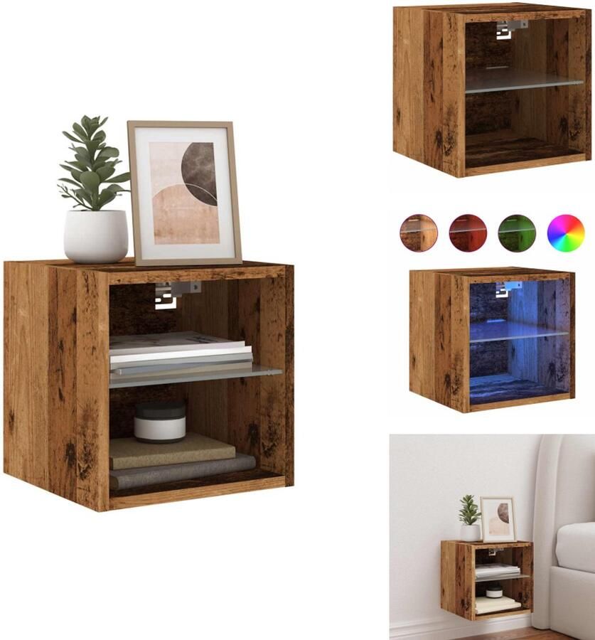 VidaXL Tv-wandmeubel Tv-wandmeubelen Wandkast Tv-meubel Tv-wandmeubel met LED-verlichting 30x28 5x30 cm oud houtkleurig