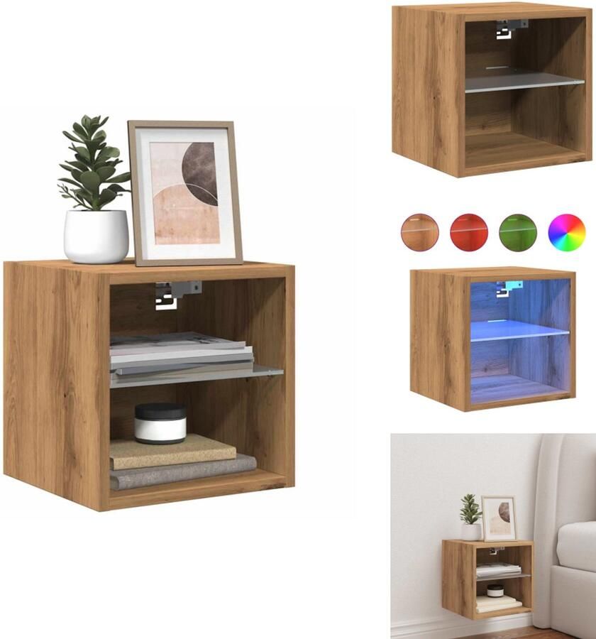 VidaXL Tv-wandmeubel Tv-wandmeubelen Wandkast Tv-meubel Tv-wandmeubel met LED-verlichting 30x28 5x30cm artisanaal eiken