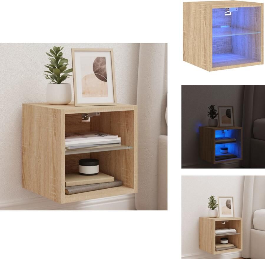 VidaXL Tv-wandmeubel Tv-wandmeubelen Wandkast Tv-meubel Tv-wandmeubel met LED-verlichting 30x28 5x30 cm sonoma eiken