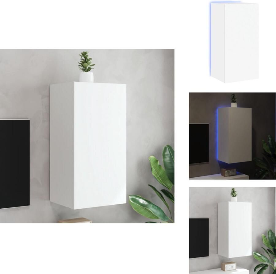 VidaXL Tv-wandmeubel Tv-wandmeubelen Wandkast Tv-meubel Tv-wandmeubel met LED-verlichting 40 5x35x80 cm wit
