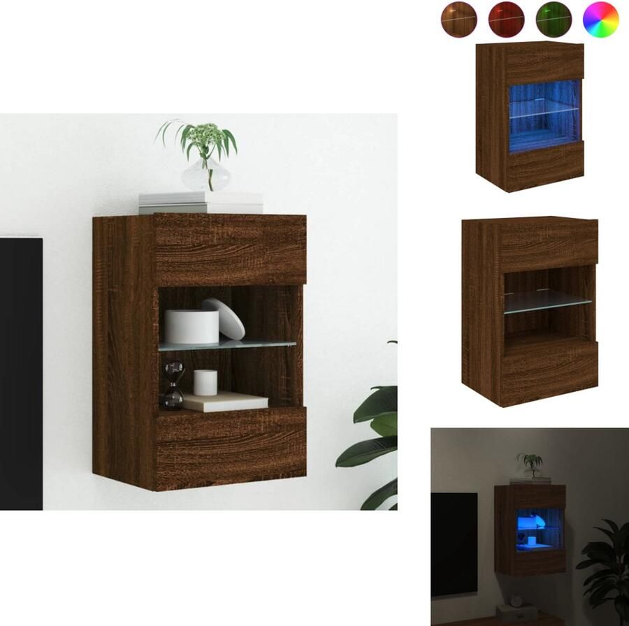 VidaXL Tv-wandmeubel Tv-wandmeubelen Wandkast Tv-meubel Tv-wandmeubel met LED-verlichting 40x30x60 5 cm bruineikenkleur