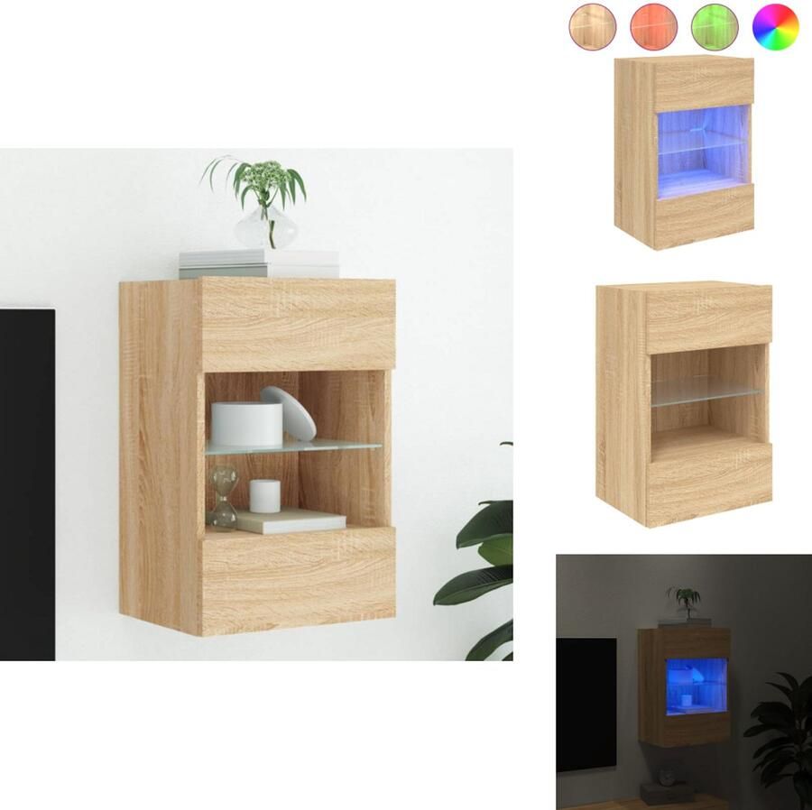 VidaXL Tv-wandmeubel Tv-wandmeubelen Wandkast Tv-meubel Tv-wandmeubel met LED-verlichting 40x30x60 5 cm sonoma eiken