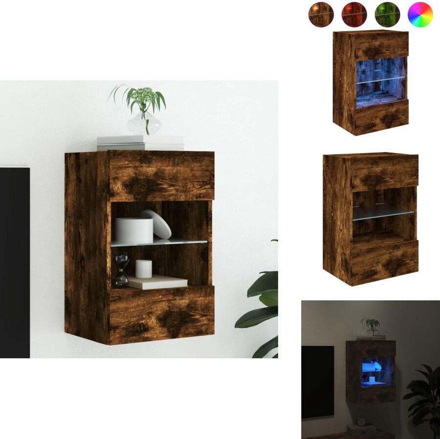 VidaXL Tv-wandmeubel Tv-wandmeubelen Wandkast Tv-meubel Tv-wandmeubel met LED-verlichting 40x30x60 5 cm gerookt eiken