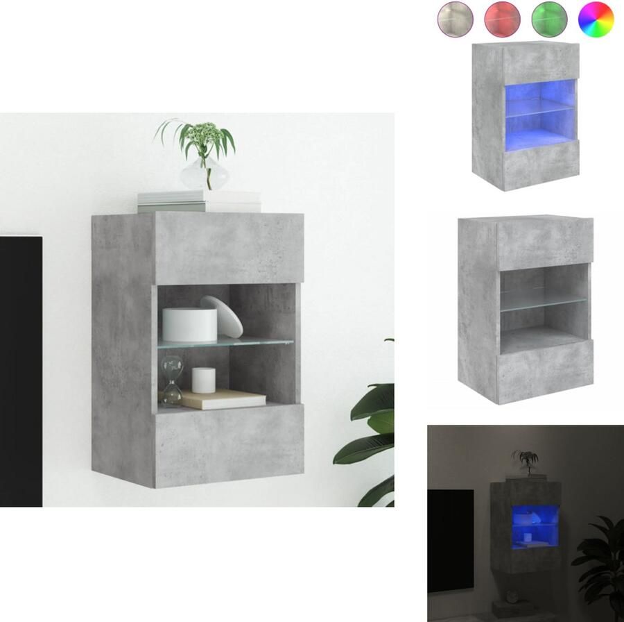 VidaXL Tv-wandmeubel Tv-wandmeubelen Wandkast Tv-meubel Tv-wandmeubel met LED-verlichting 40x30x60 5 cm betongrijs