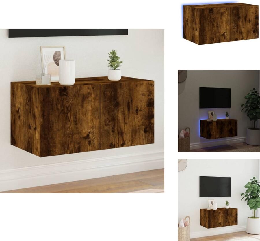 VidaXL Tv-wandmeubel Tv-wandmeubelen Wandkast Tv-meubel Tv-wandmeubel met LED-verlichting 60x35x31 cm gerookt eiken