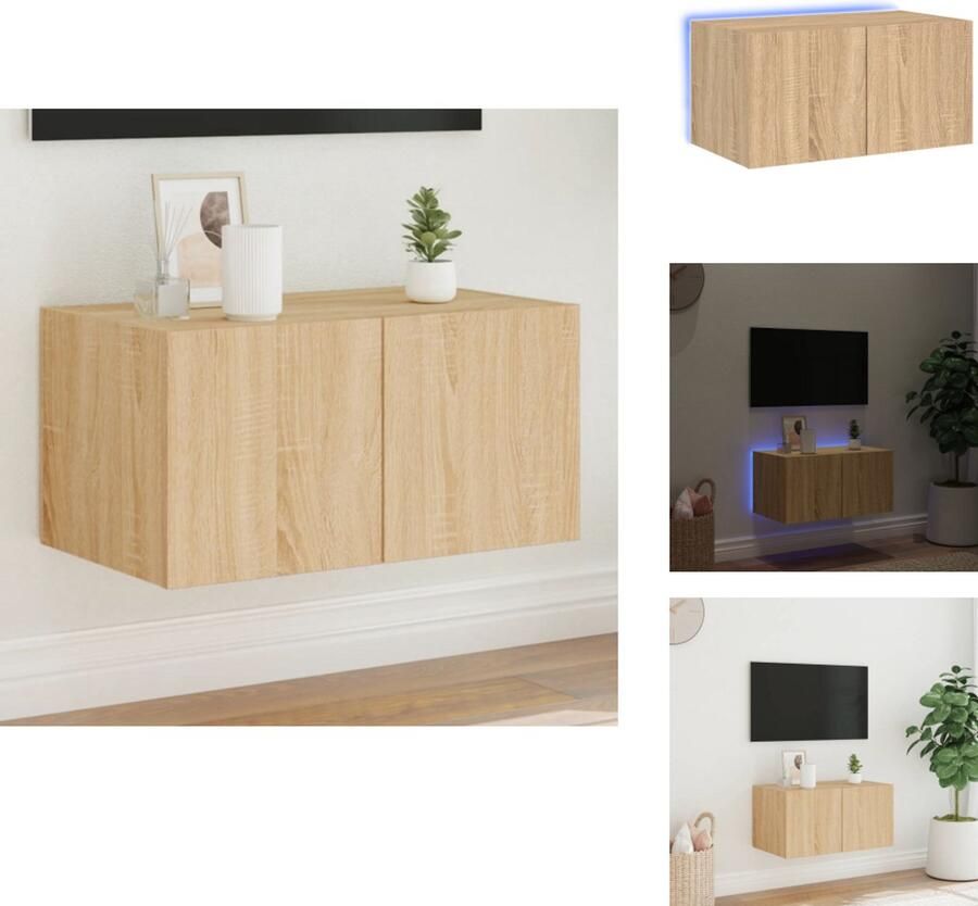 VidaXL Tv-wandmeubel Tv-wandmeubelen Wandkast Tv-meubel Tv-wandmeubel met LED-verlichting 60x35x31 cm sonoma eikenkleur