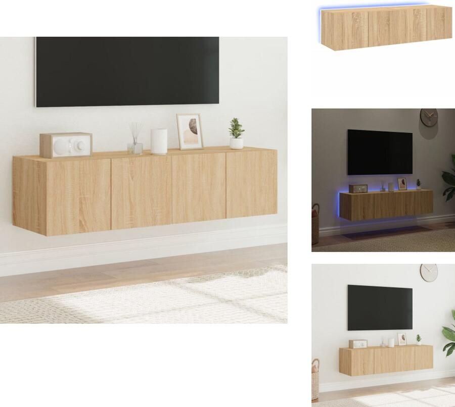 VidaXL Tv-wandmeubel Tv-wandmeubelen Wandkast Tv-meubel Tv-wandmeubelen met LED 2 st 60x35x31 cm sonoma eikenkleurig