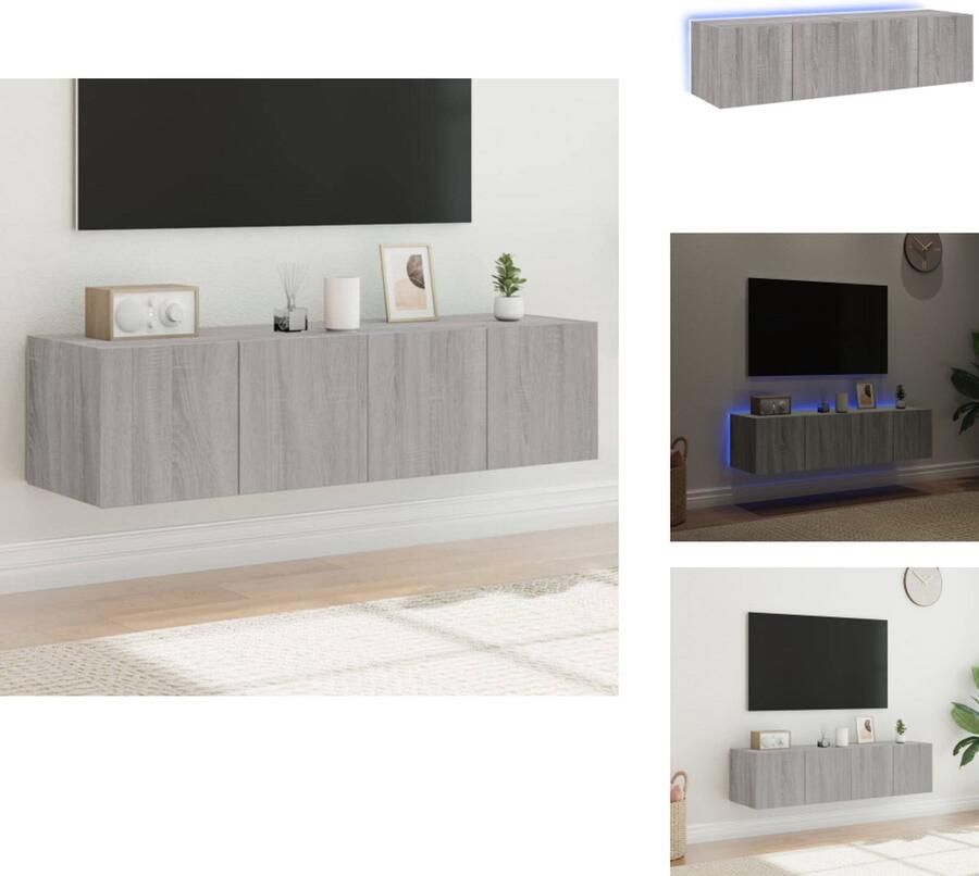 VidaXL Tv-wandmeubel Tv-wandmeubelen Wandkast Tv-meubel Tv-wandmeubelen met LED 2 st 60x35x31 cm grijs sonoma eiken