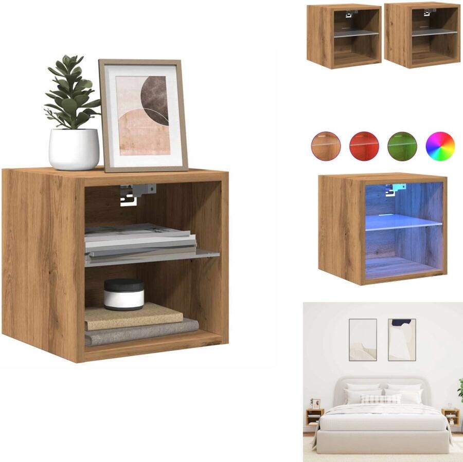 VidaXL Tv-wandmeubel Tv-wandmeubelen Wandkast Tv-meubel Tv-wandmeubels met LED 2 st 30x28 5x30 cm artisanaal eikenkleur