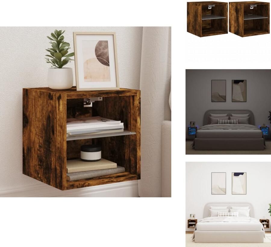 VidaXL Tv-wandmeubel Tv-wandmeubelen Wandkast Tv-meubel Tv-wandmeubels met LED 2 st 30x28 5x30 cm gerookt eikenkleurig