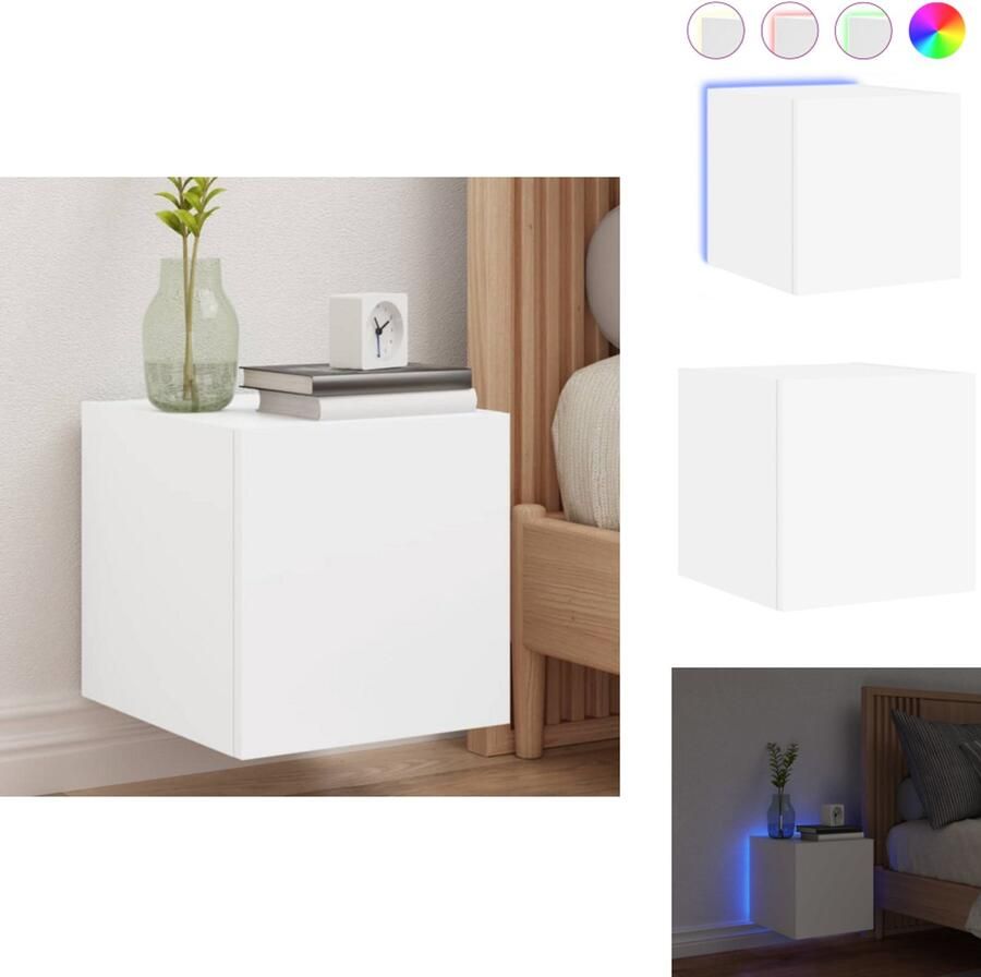 VidaXL Tv-wandmeubel Tv-wandmeubelen Zwevend Tv-meubel Tv-wandmeubel met LED-verlichting 100x35x30 cm wit