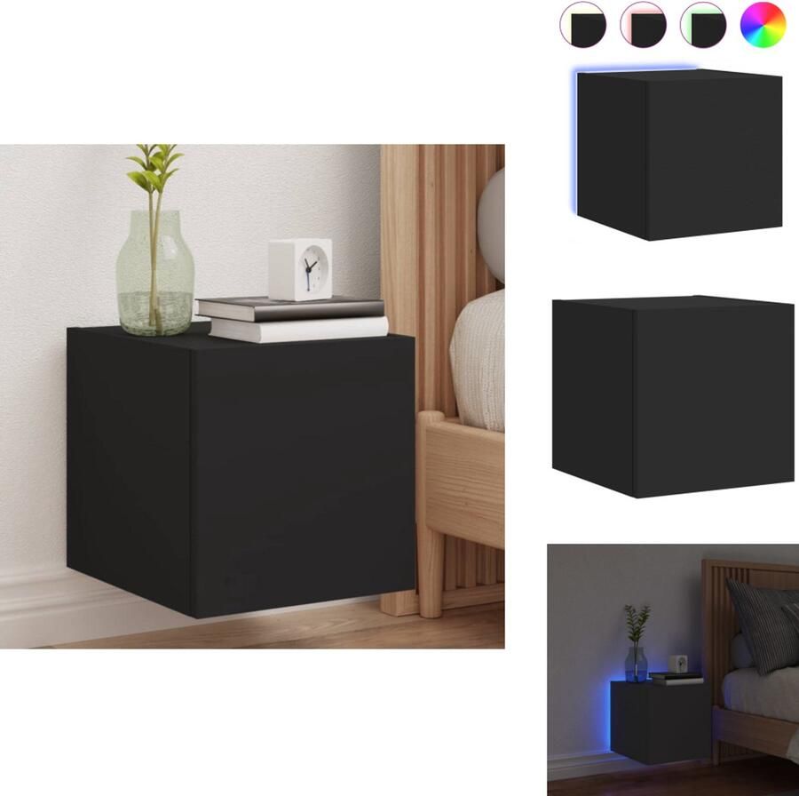 VidaXL Tv-wandmeubel Tv-wandmeubelen Zwevend Tv-meubel Tv-wandmeubel met LED-verlichting 30 5x35x30 cm zwart