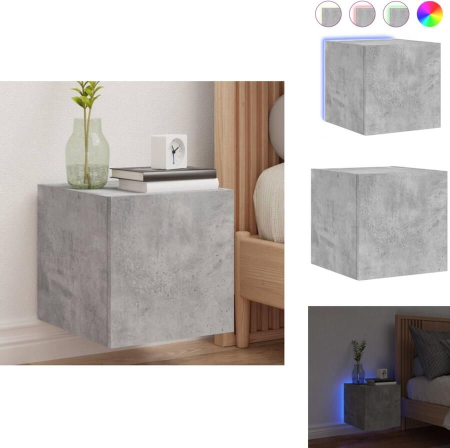 VidaXL Tv-wandmeubel Tv-wandmeubelen Zwevend Tv-meubel Tv-wandmeubel met LED-verlichting 30 5x35x30 cm betongrijs