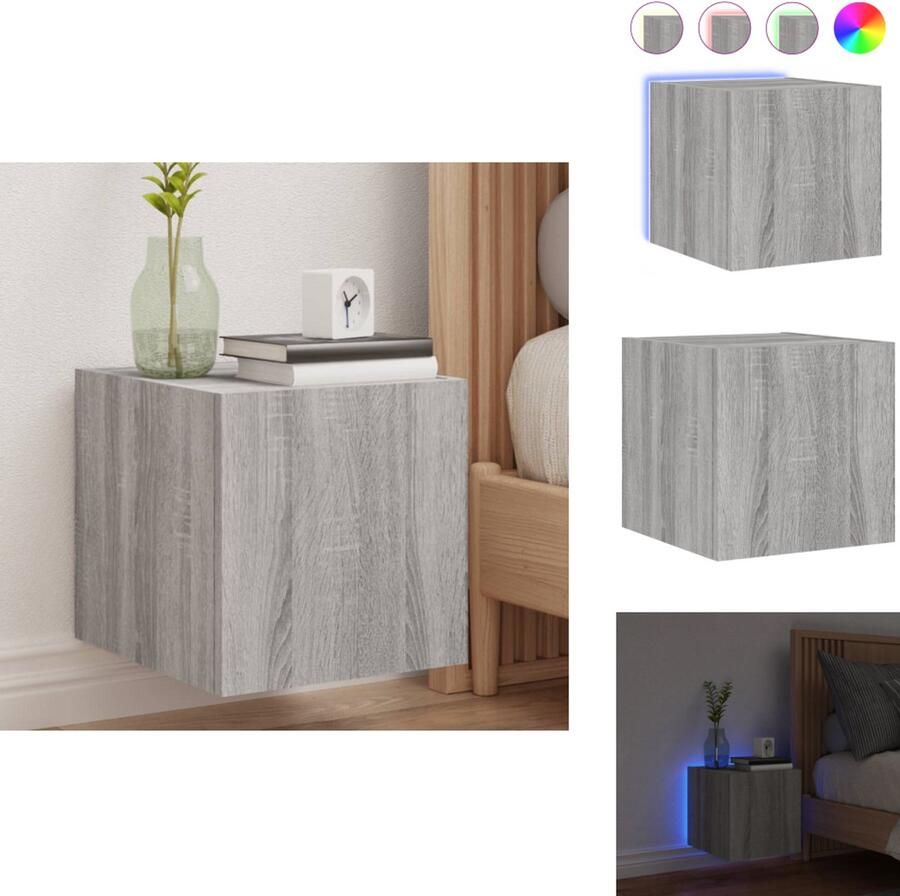 VidaXL Tv-wandmeubel Tv-wandmeubelen Zwevend Tv-meubel Tv-wandmeubel met LED-verlichting 30 5x35x30 cm grijs sonoma