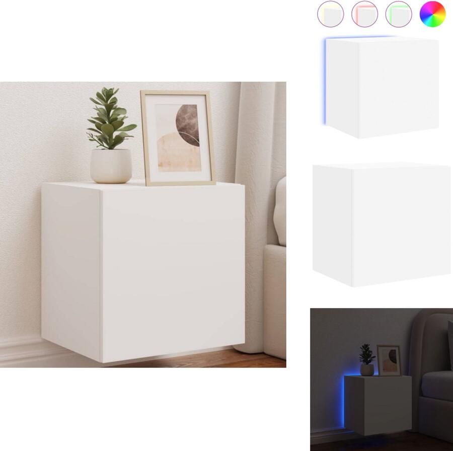 VidaXL Tv-wandmeubel Tv-wandmeubelen Zwevend Tv-meubel Tv-wandmeubel met LED-verlichting 40 5x35x40 cm wit